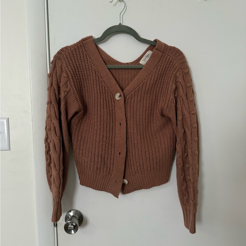 Jessica Simpson Tan Cable Knit Cardigan
